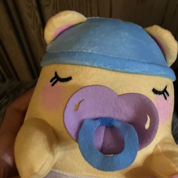 Yellow and Blue Stuffed Animal with Pink Blanket - Picture 11 of 16